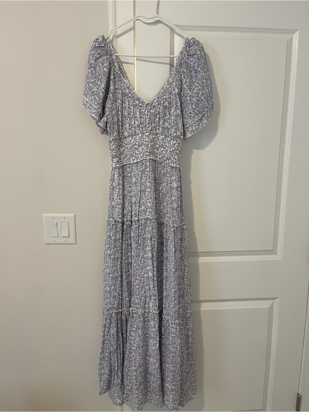 Altar'd State Light Blue and White Floral Smocked Maxi Dress | NWOT